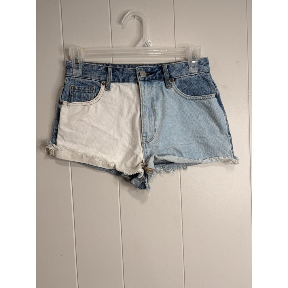 Pacsun Denim Shorts Women's Blue/White Color Block Patchwork Festival Y2K 2000's